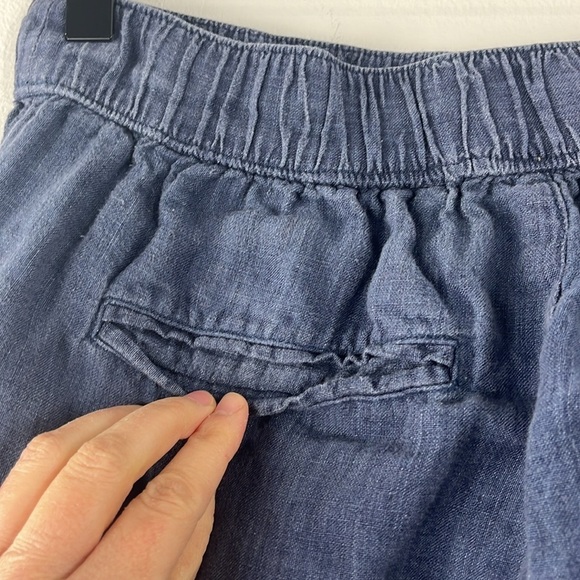 Sigrid Olsen Blue 100% Linen Cropped Rolled Cuffed Pants Womens Size M - Picture 8 of 9